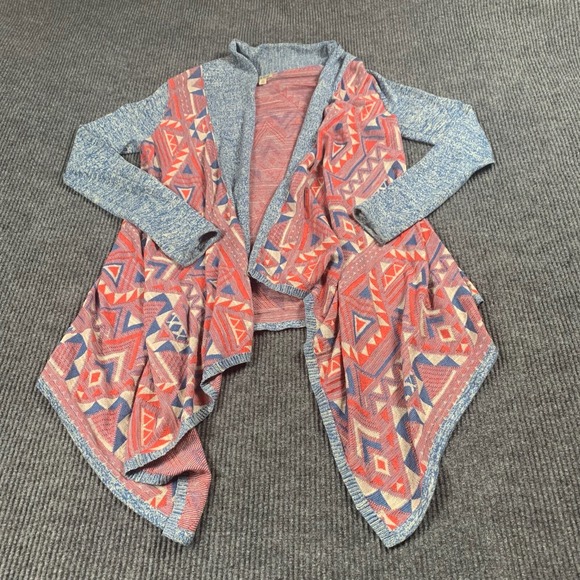 Lucky Brand Cardigan‎ Sweater Womens Extra Small XS Red Aztex Native Open Fron t - Picture 1 of 12